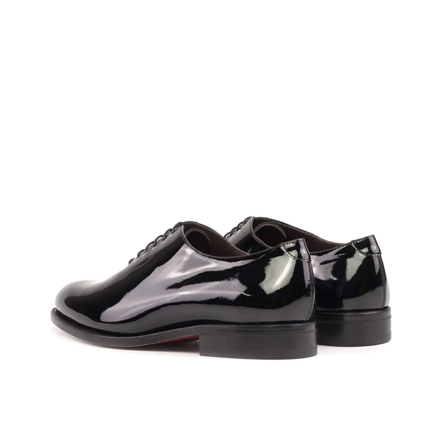 Ambrogio Bespoke Men's Shoes Black Patent Leather Wholecut Oxfords (AMB2327)