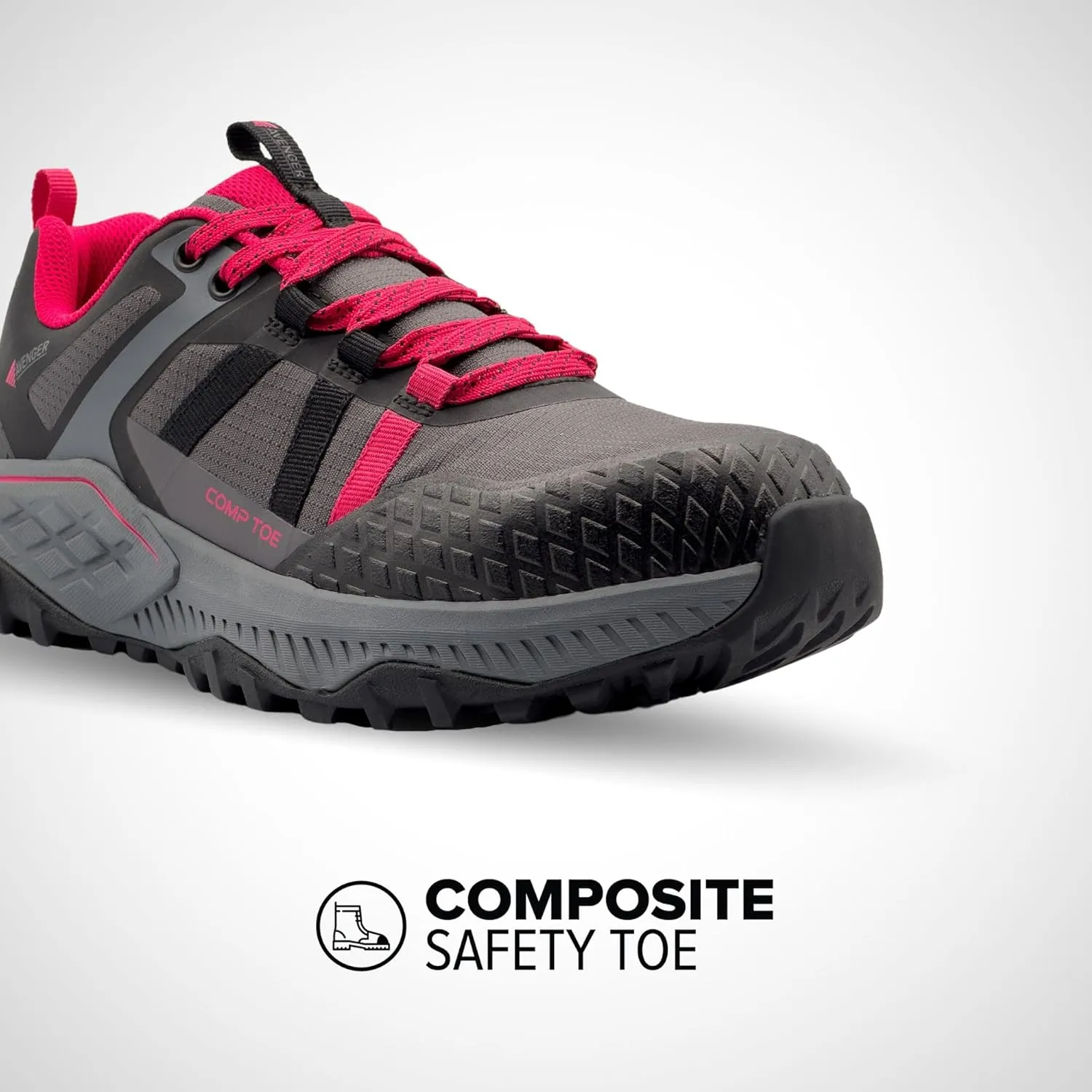 Avenger Work Boots Women's Composite Toe Aero Trail Industrial Shoe, Grey/Magenta, 8.5