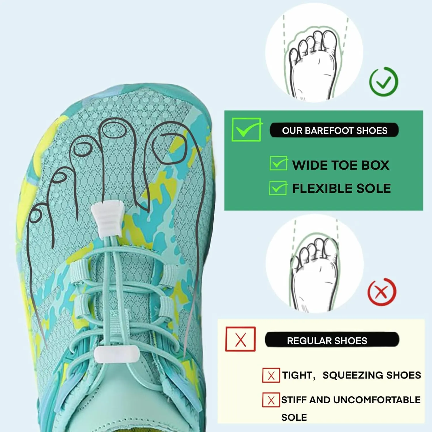 Barefoot Water Shoes for Women Men, Barefoot Shoes with Wide Toe Box, Non-Slip & Quick Dry Breathable Beach Pool Aqua Swim Surf Hiking Walking Shoes