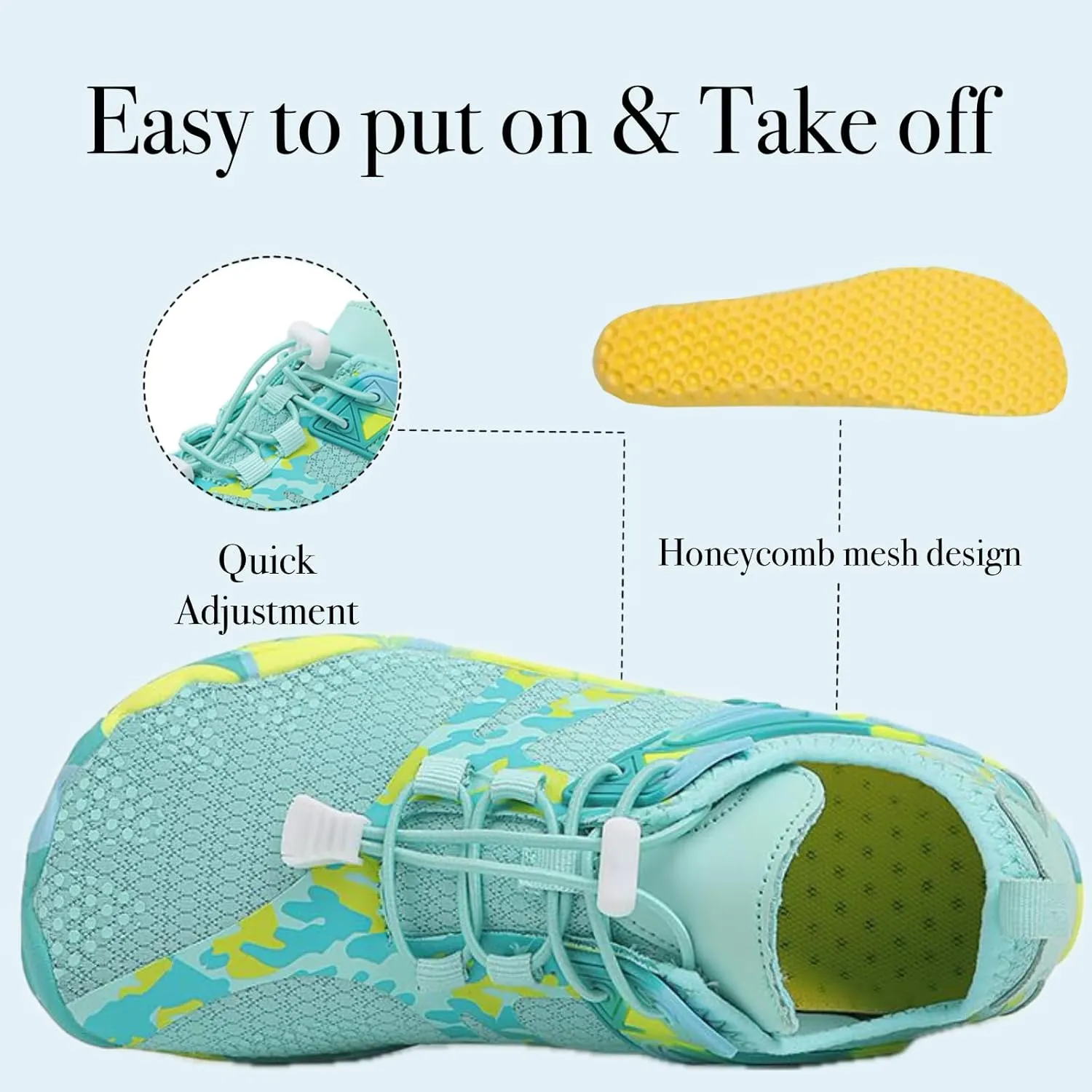 Barefoot Water Shoes for Women Men, Barefoot Shoes with Wide Toe Box, Non-Slip & Quick Dry Breathable Beach Pool Aqua Swim Surf Hiking Walking Shoes