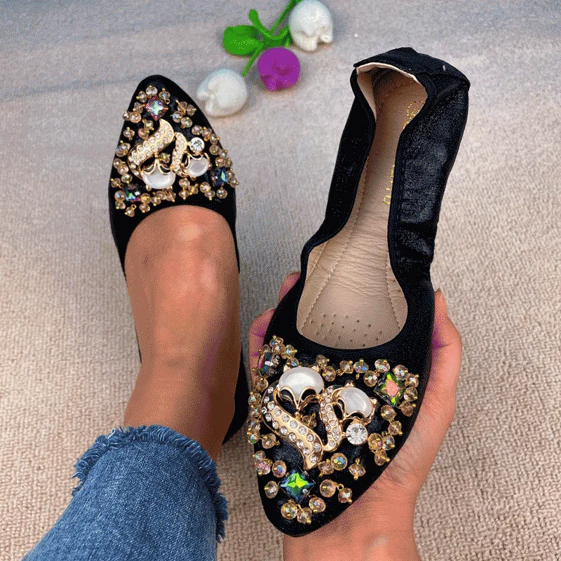 Belifi Rhinestone Flats Casual Comfort Dressy Flats For Wedding Fox Slippers