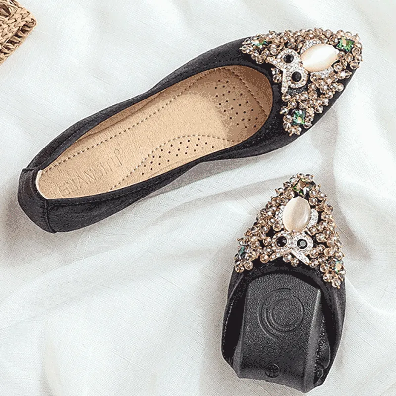 Belifi Rhinestone Flats Casual Comfort Dressy Flats For Wedding Fox Slippers