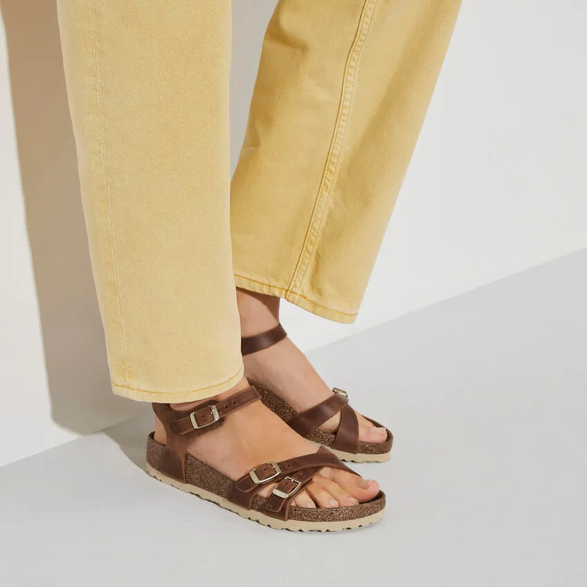BIRKENSTOCK Kumba Cognac Oiled Leather Sandals