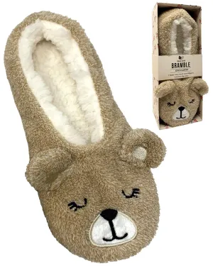 Bramble Womens Teddy Bear Slippers In Gift Box