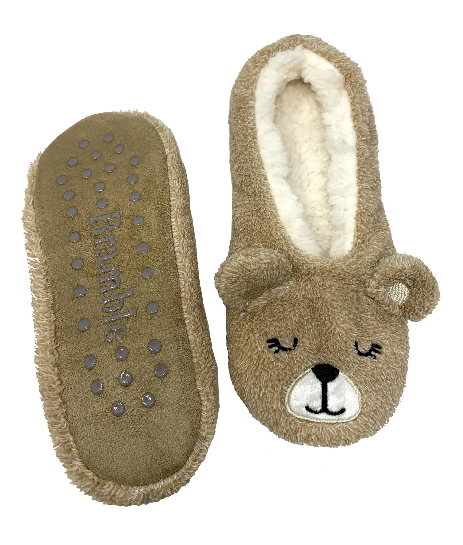 Bramble Womens Teddy Bear Slippers In Gift Box