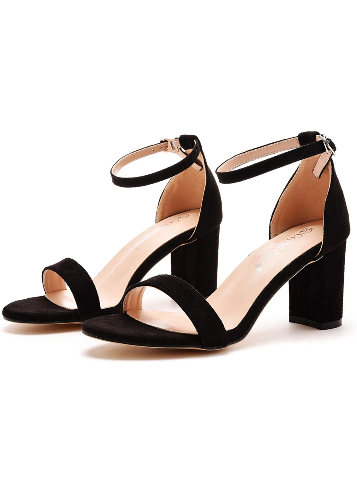 Brief Open Toe ONE-STRAP Buckle Chunky Heel Sandals
