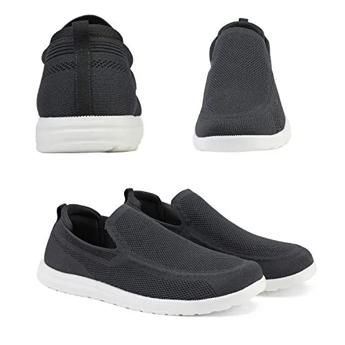 Bruno Marc Men's Canvas Slip On Loafers Walking Shoes Stretch Casual Sneakers Dark Grey Size 9.5 M US SUNVEN