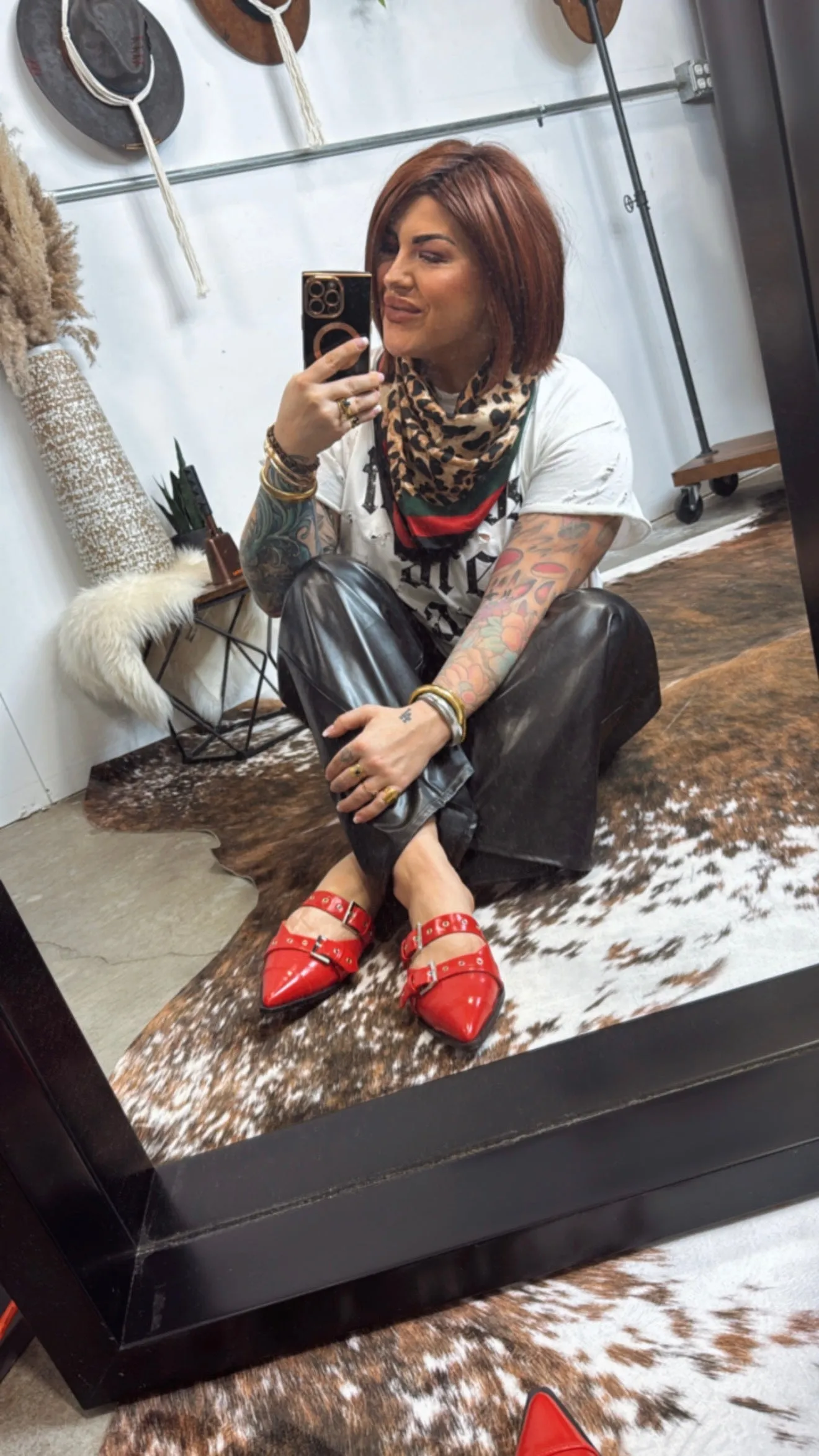 Buckled Slip-On Flats - RED