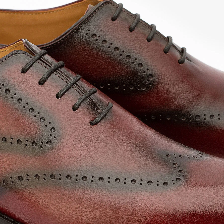 Burgundy Patina Punched Wholecut Oxfords