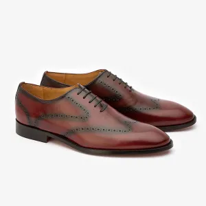 Burgundy Patina Punched Wholecut Oxfords