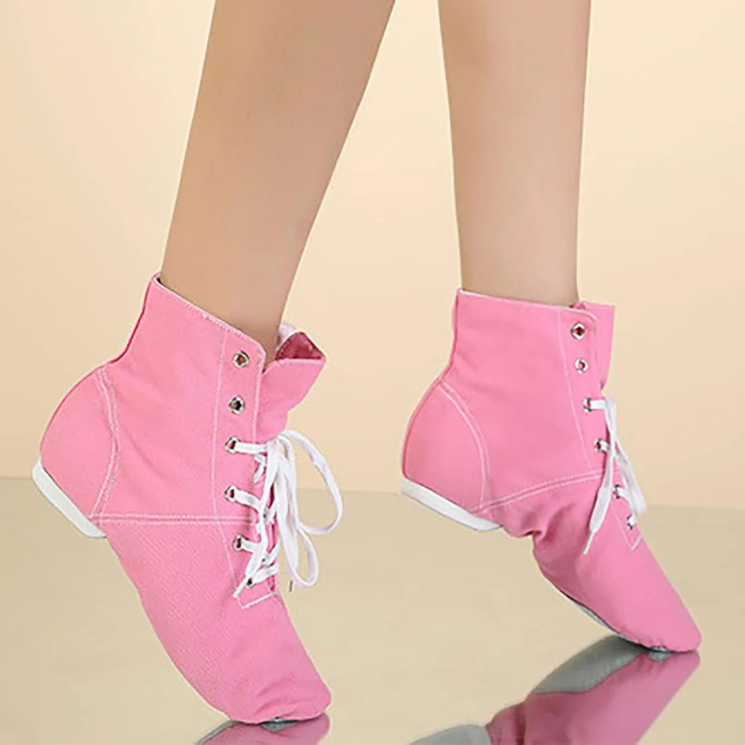 Canvas Lace up Practice Jazz Dance Boots Fashion Split Sole Ballet Dancing Sneakers for Adult Men Women Kid