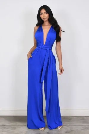 Chic Convertible Self Tie Jumpsuit (Royal Blue)