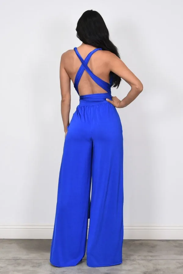 Chic Convertible Self Tie Jumpsuit (Royal Blue)