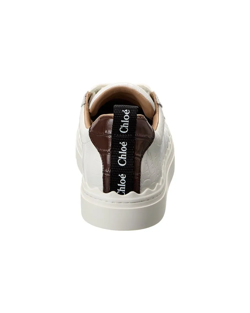Chloé Lauren Croc-Embossed Leather Sneaker