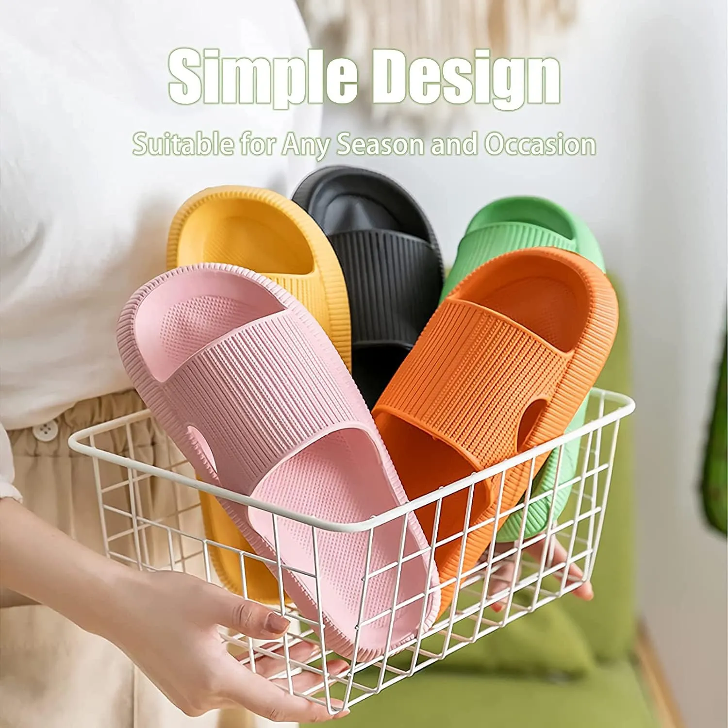 Cloudies Slides for Women, Super Comfy Soft Foam Slides, Non Slip Shower Bathroom Slides, Super Soft