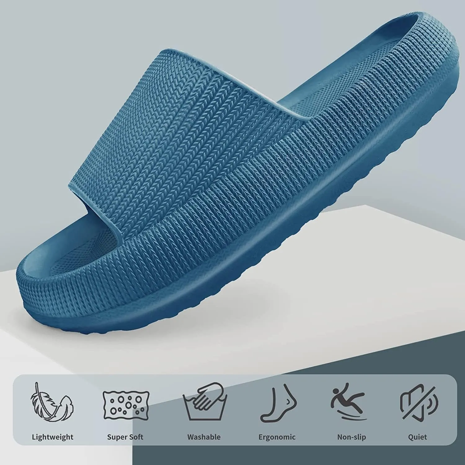 Cloudies Slides for Women, Super Comfy Soft Foam Slides, Non Slip Shower Bathroom Slides, Super Soft