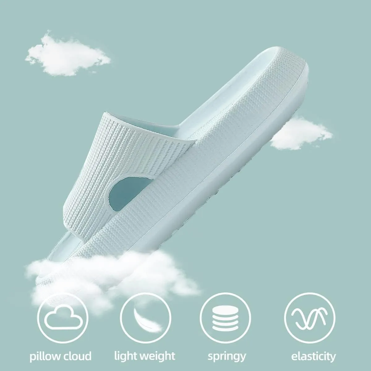 Cloudies Slides for Women, Super Comfy Soft Foam Slides, Non Slip Shower Bathroom Slides, Super Soft