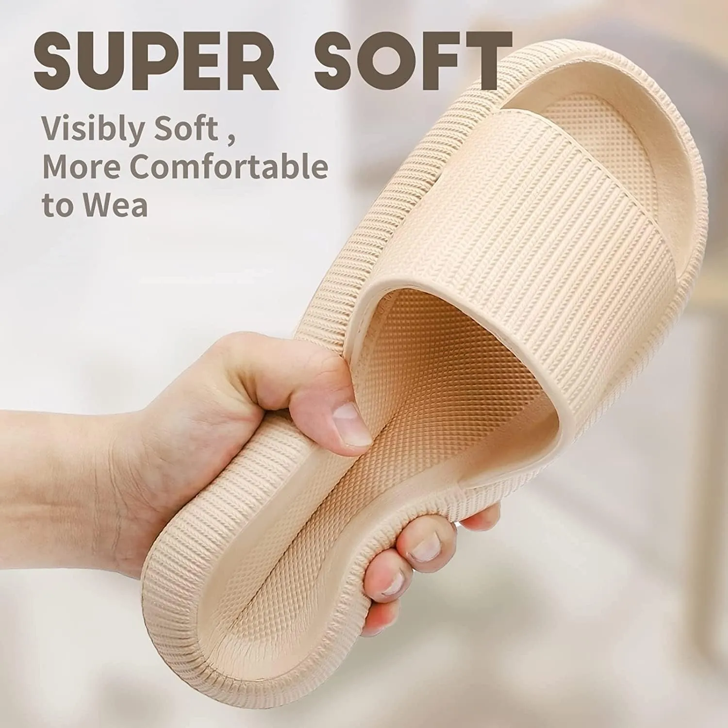 Cloudies Slides for Women, Super Comfy Soft Foam Slides, Non Slip Shower Bathroom Slides, Super Soft