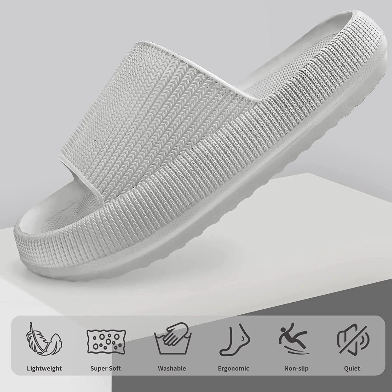 Cloudies Slides for Women, Super Comfy Soft Foam Slides, Non Slip Shower Bathroom Slides, Super Soft