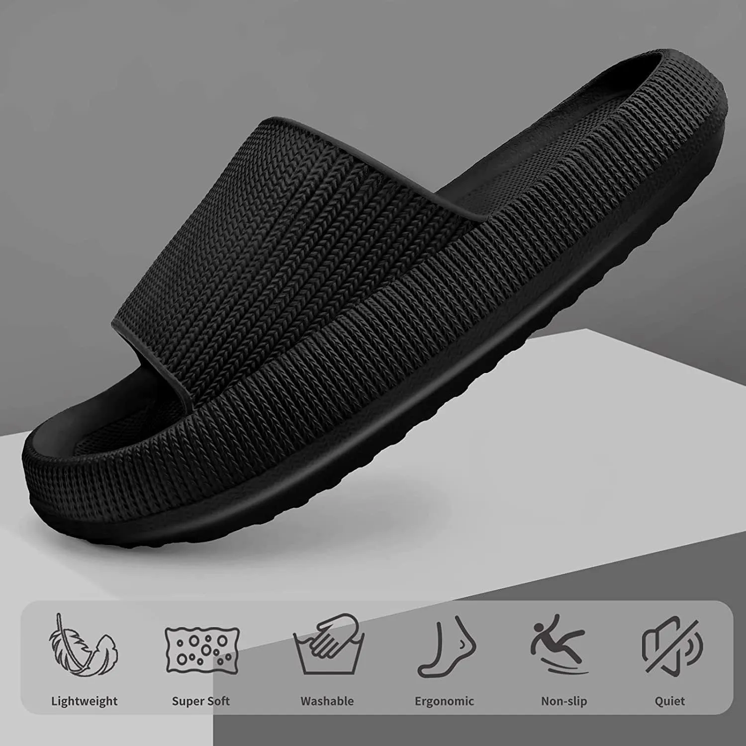 Cloudies Slides for Women, Super Comfy Soft Foam Slides, Non Slip Shower Bathroom Slides, Super Soft