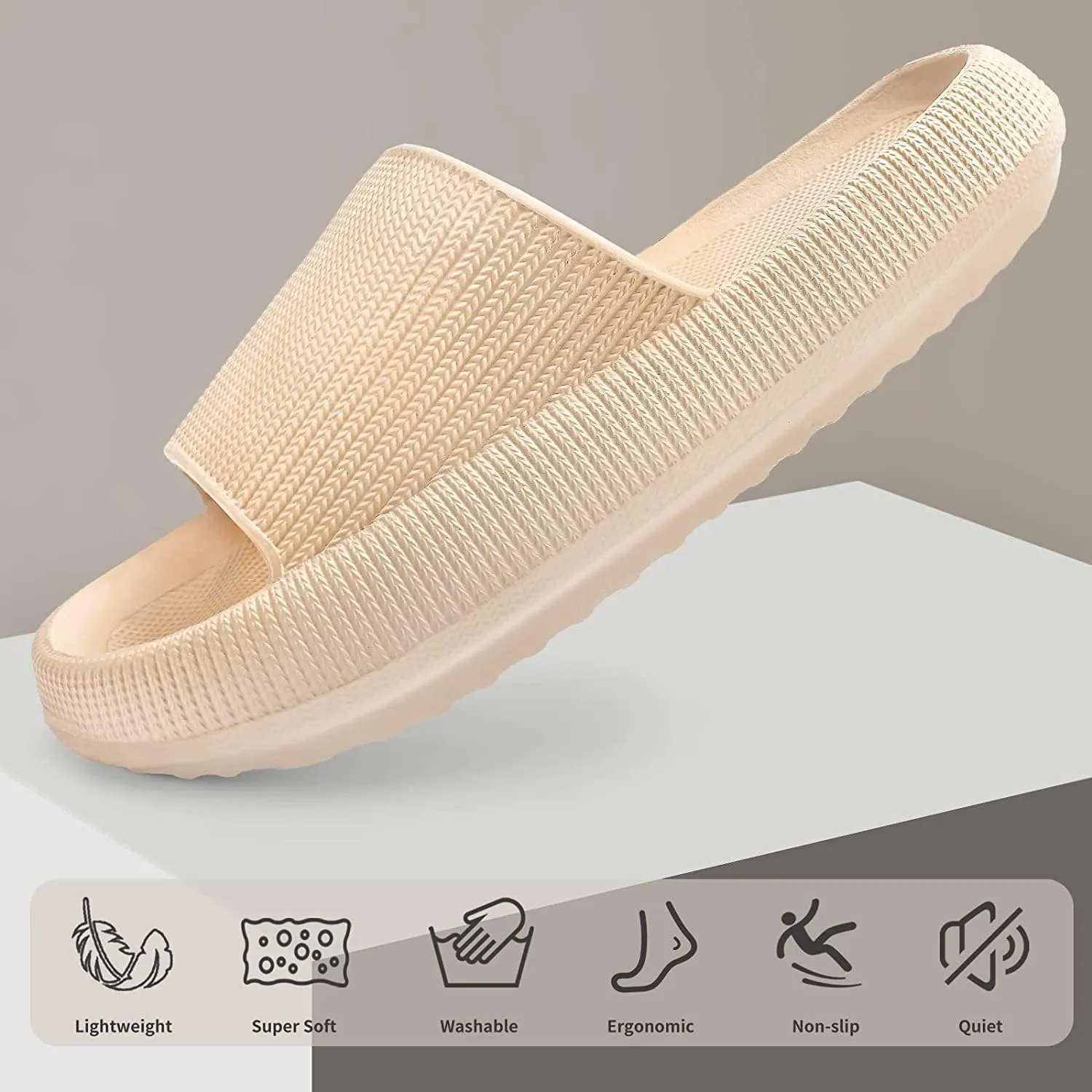 Cloudies Slides for Women, Super Comfy Soft Foam Slides, Non Slip Shower Bathroom Slides, Super Soft