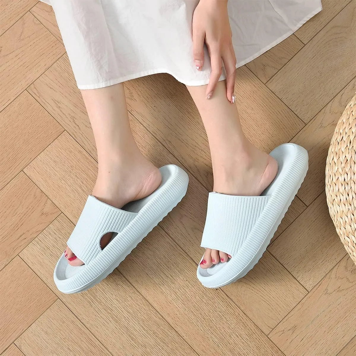 Cloudies Slides for Women, Super Comfy Soft Foam Slides, Non Slip Shower Bathroom Slides, Super Soft