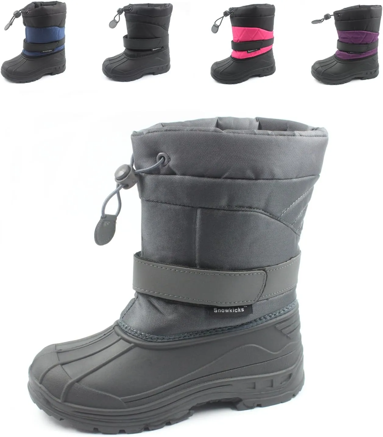 Cold Weather Kids Childrens Snow Boots Unisex (Toddler/Little Kid/Big Kid) Many Colors Grey