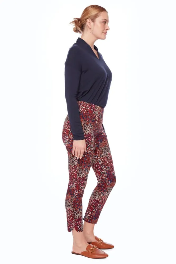 Cranberry Petal-Slit Techno Ankle Pant