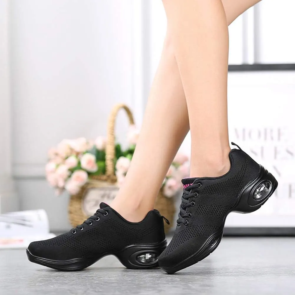 DKZSYIM Men and Women's Modern Dance Sneakers Lace-up Breathable Ballroom Performance Practice Dancing Sneakers,Model T01