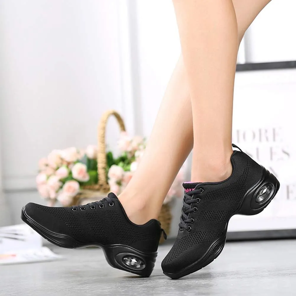 DKZSYIM Men and Women's Modern Dance Sneakers Lace-up Breathable Ballroom Performance Practice Dancing Sneakers,Model T01