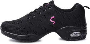 DKZSYIM Men and Women's Modern Dance Sneakers Lace-up Breathable Ballroom Performance Practice Dancing Sneakers,Model T01