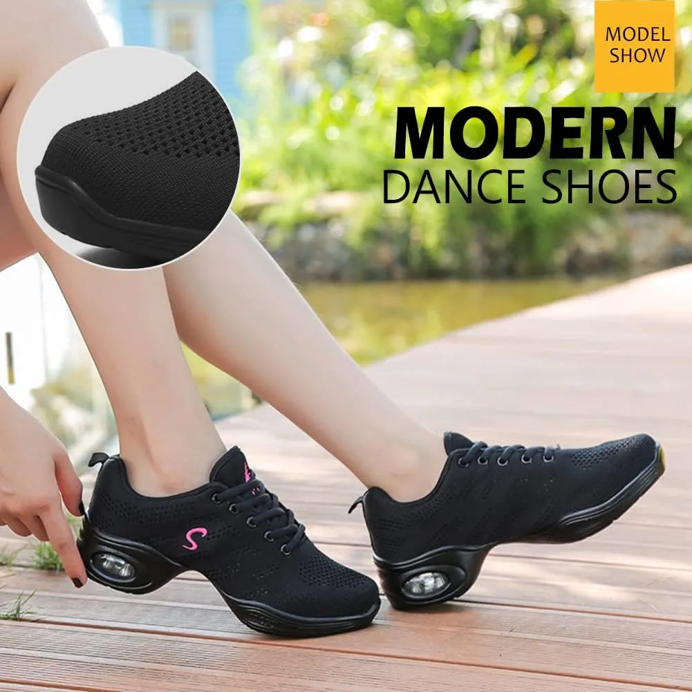 DKZSYIM Men and Women's Modern Dance Sneakers Lace-up Breathable Ballroom Performance Practice Dancing Sneakers,Model T01