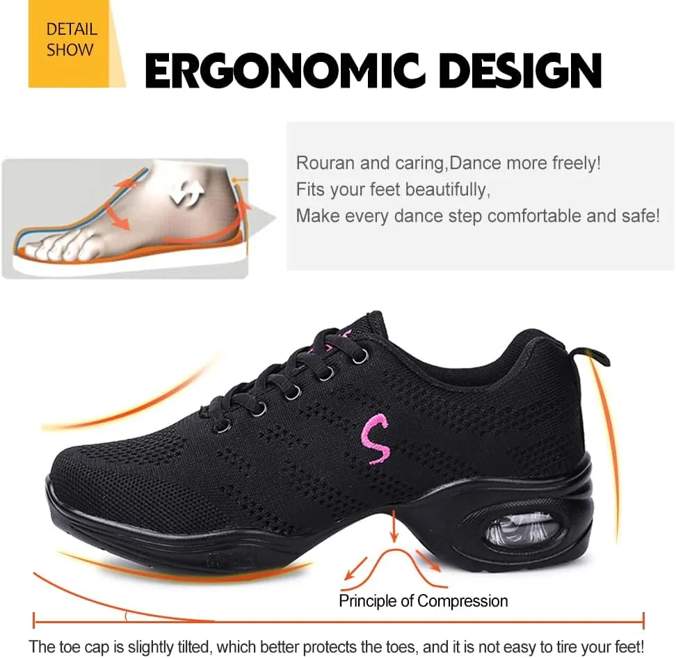 DKZSYIM Men and Women's Modern Dance Sneakers Lace-up Breathable Ballroom Performance Practice Dancing Sneakers,Model T01