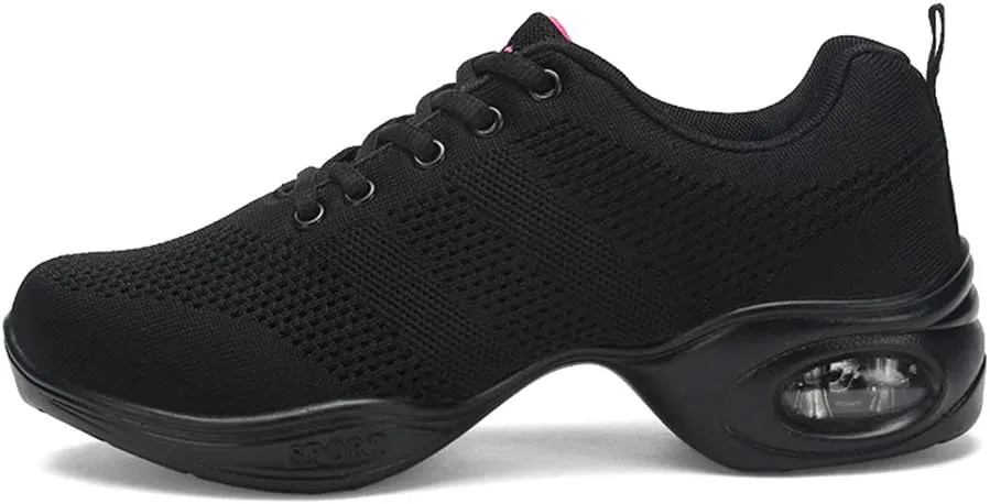 DKZSYIM Men and Women's Modern Dance Sneakers Lace-up Breathable Ballroom Performance Practice Dancing Sneakers,Model T01