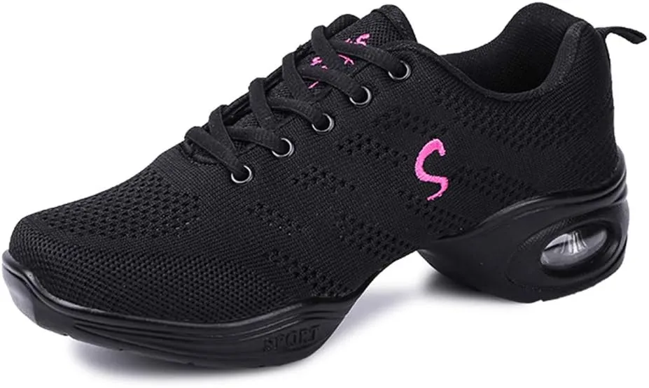 DKZSYIM Men and Women's Modern Dance Sneakers Lace-up Breathable Ballroom Performance Practice Dancing Sneakers,Model T01