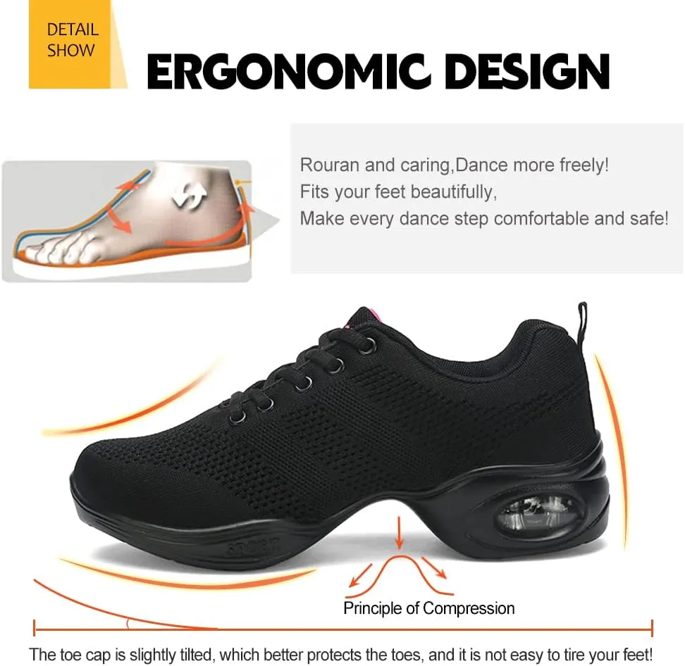DKZSYIM Men and Women's Modern Dance Sneakers Lace-up Breathable Ballroom Performance Practice Dancing Sneakers,Model T01