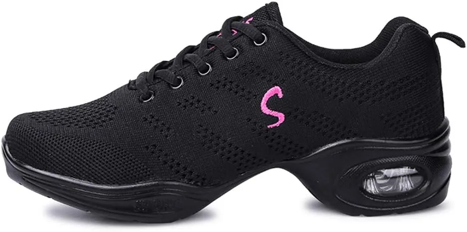 DKZSYIM Men and Women's Modern Dance Sneakers Lace-up Breathable Ballroom Performance Practice Dancing Sneakers,Model T01