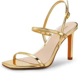 DREAM PAIRS Women??s Slingback Heels High Stilettos Open Square Toe Ankle Strap Pumps Sexy Comfort Strappy Dress Shoes Wedding Bridal Heeled Sandals