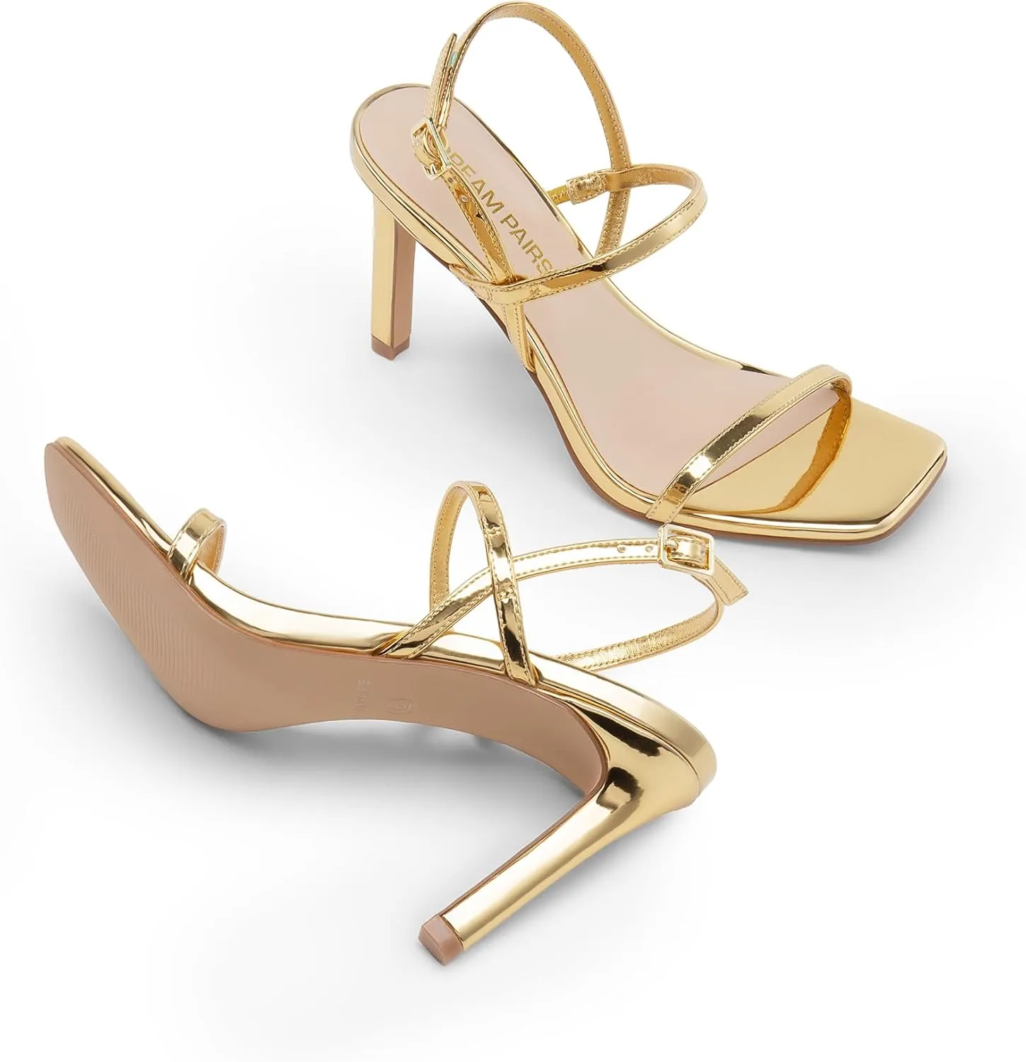 DREAM PAIRS Women??s Slingback Heels High Stilettos Open Square Toe Ankle Strap Pumps Sexy Comfort Strappy Dress Shoes Wedding Bridal Heeled Sandals