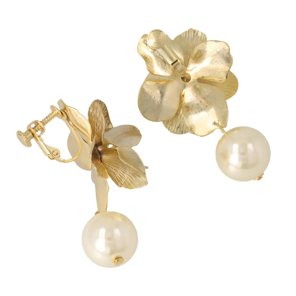 Flower and Pearl Clip Ons