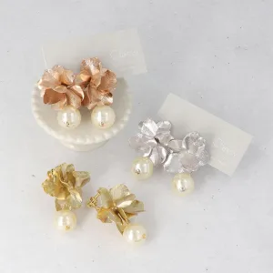 Flower and Pearl Clip Ons