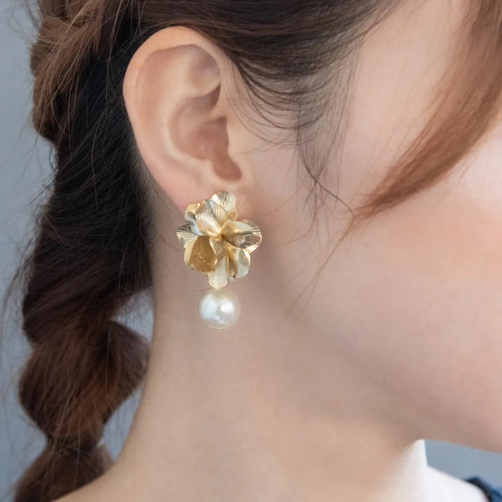 Flower and Pearl Clip Ons