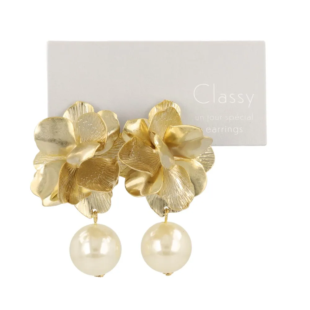 Flower and Pearl Clip Ons