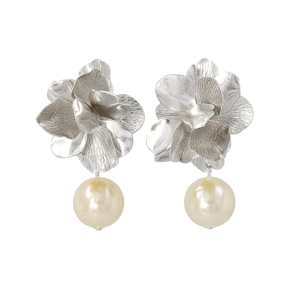 Flower and Pearl Clip Ons