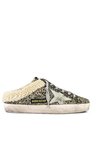 Golden Goose Superstar Sabot Shearling Sneaker in Metallic Gold