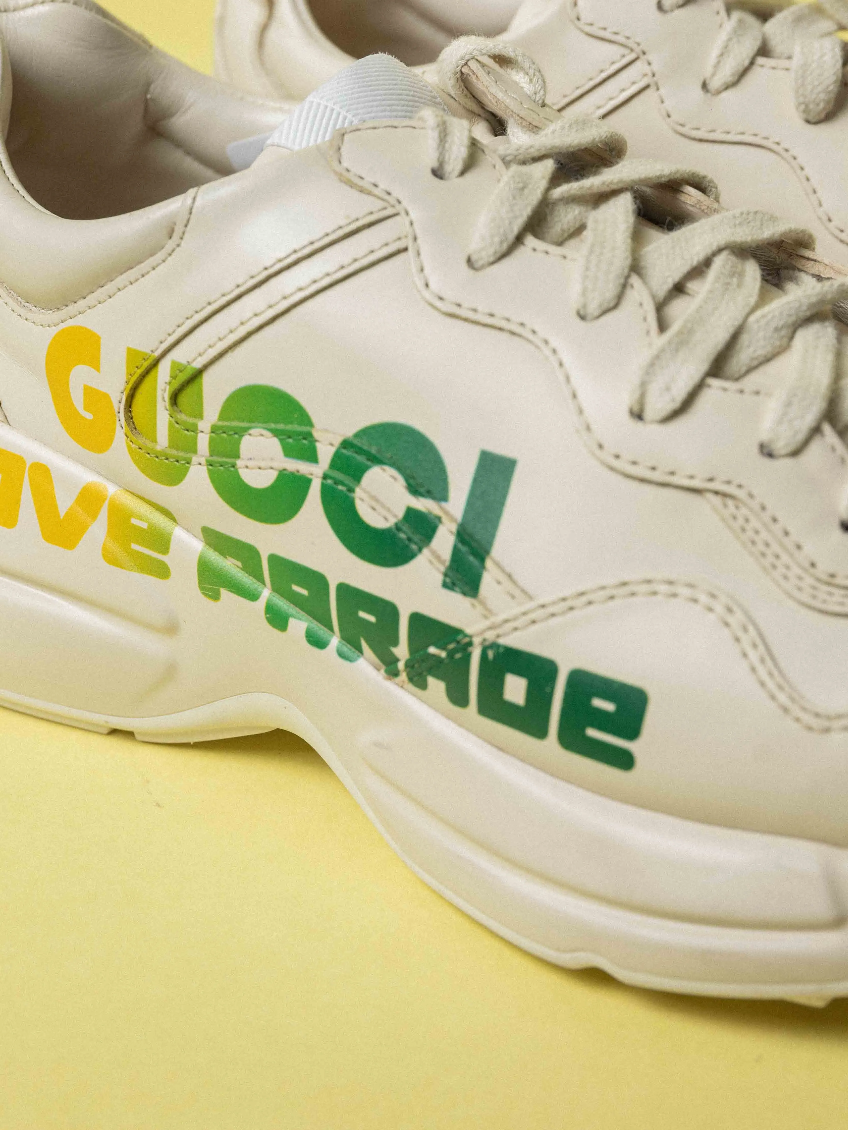 Gucci Rhyton Love Parade Sneakers - Beige Yellow Green