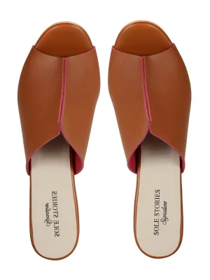 Heels-Two Toned Mules Tan