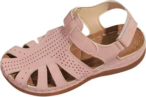Hiking Sandals Women Closed Toe Walking Flats Adjustable Hook and Loop Summer Lightweight Outdoor Comfort Shoes