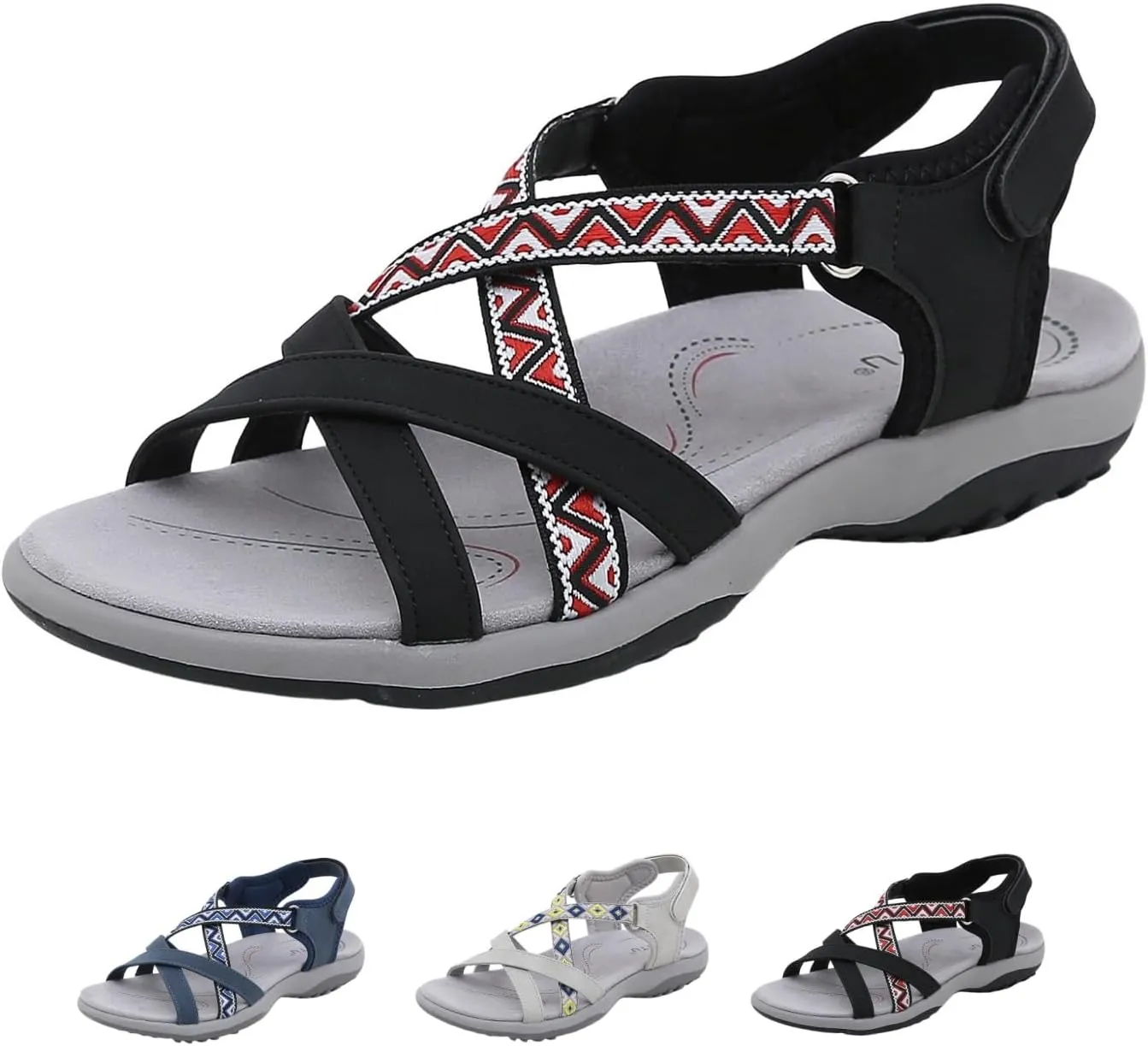 Hiking Sandals Women Waterproof Summer Walking Sandals with Arch Support Sport Outdoor Thick Cushion Adjustable Strap Sandals