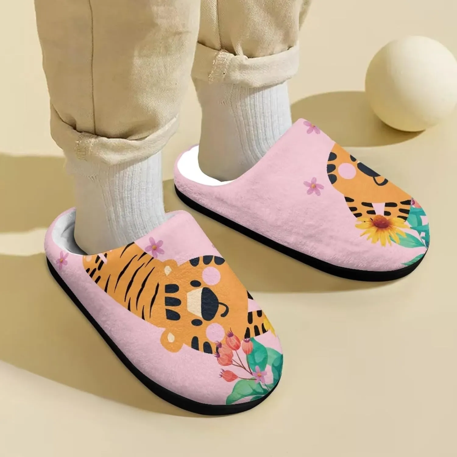 Howilath Kids Slippers Animal Print Toddler House Slippers Girls Slippers Boys House Shoes Fluffy Warm